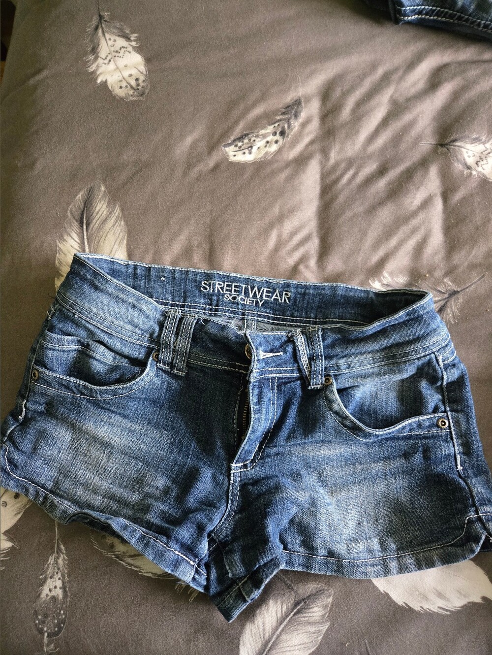 Streetwear Society Women's Faded Blue Denim Cutoff Shorts